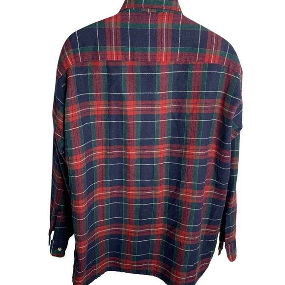 Vintage 80s Van Heusen Flannel Button Up Shirt XL Blue Plaid Winterweight - Picture 4 of 6